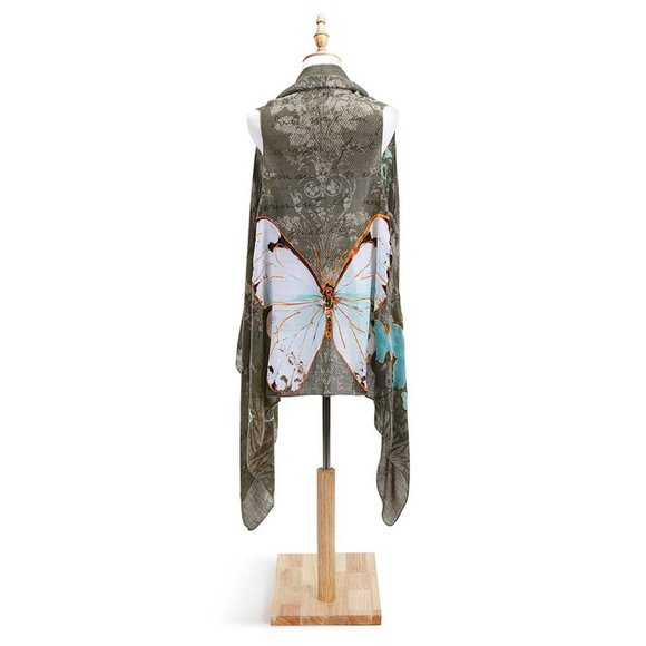 By Design Accessories - By Design Butterfly Scarf Open Vest Lagenlook Boho Fairycore